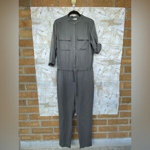 Suzy D London size small tencel  jumpsuit made in Italy pewter/gray